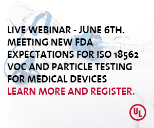 UL - Live Webinar - June 6th - Meeting New FDA Expectations for ISO 18562 VOC and Particle Testing for Medical Devices 