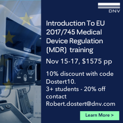 DNV - Introduction to EU 2017/745 Medical Device Regulation (MDR) training - Nov 15-17